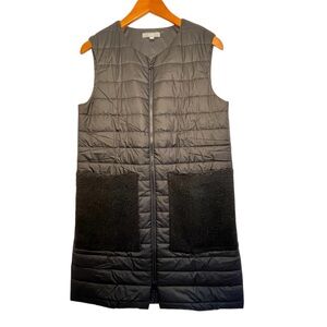 PACIBE Black Quilted Vest with Fleece Pockets Size Small